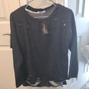 Charcoal grey distressed sweater